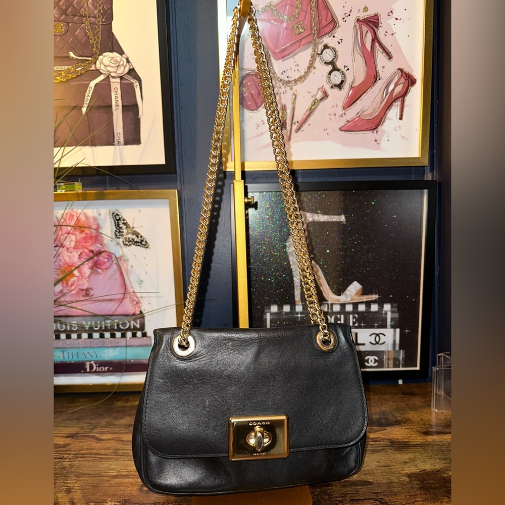 ✨ Coach Cassidy Black Leather Chain Crossbody Bag F34928 (2018)
